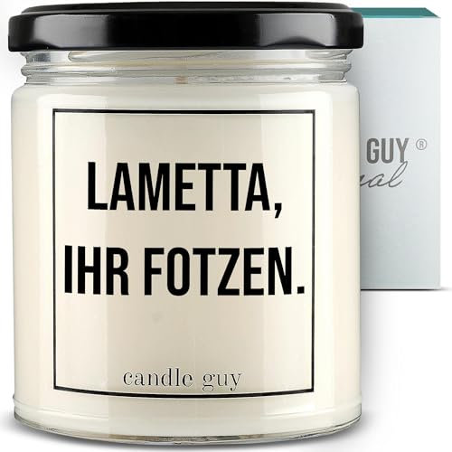 candle guy Duftkerze | Lametta, ihr Fotzen. | Handgemacht aus 100% Sojawachs | 70 Stunden Brenndauer