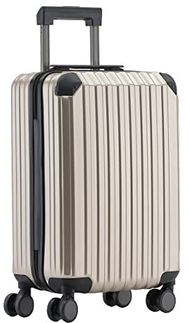 Münicase M816 TSA-Schloss Koffer Reisekoffer Trolley Hardschale Boardcase (Champagner, Kleiner Koffer)