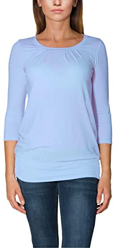 Alkato Damen Viskose Shirt 3/4 Arm Longshirt Top, Farbe: Hellblau, Größe: S