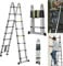 5M Telescopic Straight Ladder A-Frame Sturdy Aluminum Folding Ladder 16.5ft 2-IN-1 Extension Ladder with Support Bar 330lb Max Load for Household Outdoor Work