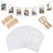G2PLUS Papier Fotogirlande mit 20 Stück Rahmen, 11.5x15.5cm Weiß Papier Fotorahmen, DIY Karton Bilderrahmen mit olzklammern & Hanfseil, Hängende Karton Albumrahmen für Dekoration