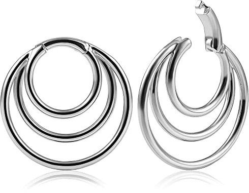 Vankula Ohr Gewichte Flesh Tunnel Weights Hangers 3 Ringe für männer damen Ohrpiercing Gestreckte Schmuck 5mm Silber 1