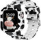 XYF Kompatibel mit kristallklaren Apple-Watch-Armbändern, 45 mm, 44 mm, 42 mm, für Damen und Herren, Jelly-Sportarmband, für iWatch Ultra 2/1, Serie 10, 9, 8, 7, SE, 6, 5, 4, 3, 2, 1 (weiße Kuh,
