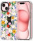 MOSNOVO Case for iPhone 15, [Buffertech 6.6ft Military-Grade Drop Protection] [Anti Peel Off Tech] Clear TPU Bumper Phone Case Cover Design - Black Cat in Garden