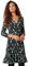 Roman Originals Wrap Tea Dress for Women UK Ladies Fit Flare Skater Swing Stretch Frill Long Sleeve Summer Evening Cocktail Party Work Office Casual Knee Length Midi - Black Green - Size 12