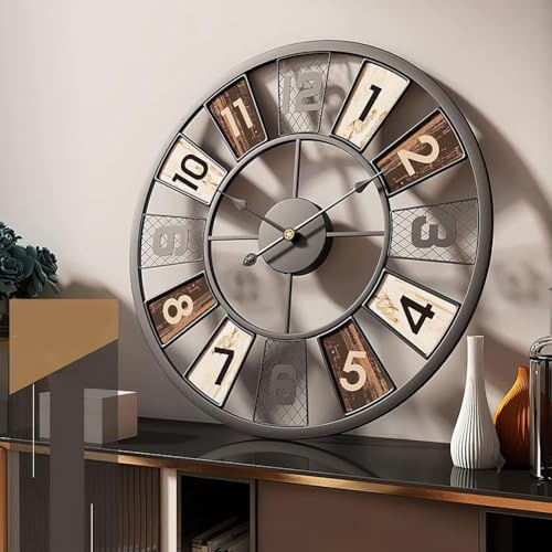 Wanduhr Retro, Wanduhr Für Küche Wohnzimmer Badezimmer, Uhr Lautlos, Wanduhr Groß, Metall Uhren Mit Quarz-Uhrwerk, Küchenuhren, Wand-Uhr Modern, Vintage Wanduhr Ohne Tickgeräusche, Outdoor Uhr 60 Cm