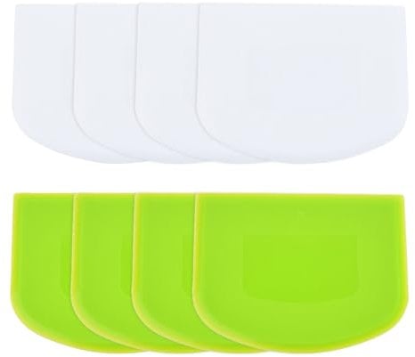 EUPSIIU 8 Piezas Raspador de Masa de Plástico, Cortador Multifunción para Hornear Crema de Mantequilla, Pastelería, Pan y Pizza (Blanco, Verde)