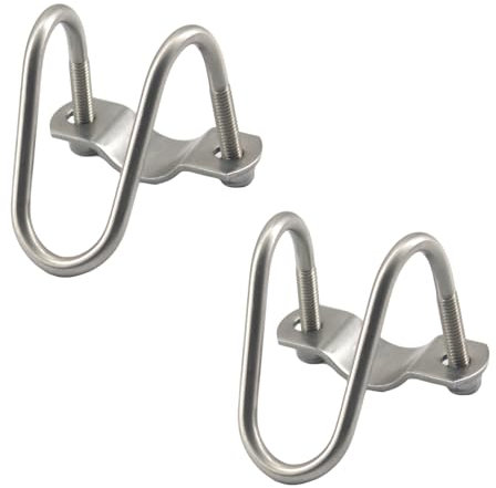 M8 x 32 x 60 Edelstahl-Rohrschelle, doppelte U-förmige Schraube, Kreuzrohrschnalle, Crossover-Klemmen, 2 Stück