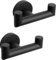 QNIIAED 2 Pcs Double Door Hooks，Bathroom Towel Hooks Screw in SUS 304 Stainless Steel Heavy Duty Robe Coat Hooks Wall Mounted for Bedroom or Kitchen(Matte Black)