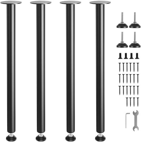 VEVOR Pied de Table 4PCS Pieds de Bureau Réglables 762 cm en Acier Massif Capacité de Charge 544 kg Installation Rapide Pieds de Meubles Noirs Robustes