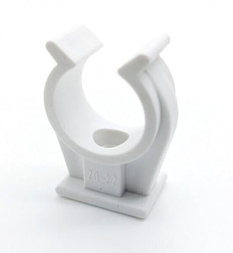 10x Rohrclips Einfach Rohrhalter Weiß Rohrbefestigung Kunststoffrohr (Rohrbefestigung Kunststoffrohr, 22 mm)