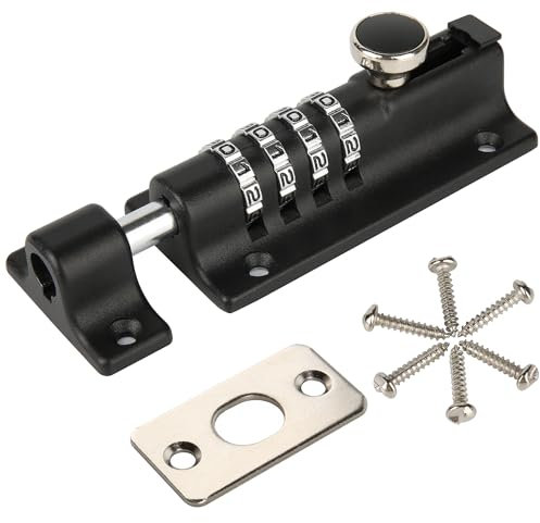 HASWARE Boulon de verrouillage à combinaison à 4 chiffres, serrure de porte coulissante réinitialisable, verrou de sécurité avec réglage de mot de passe, pour portail, granges, garages, clôtures