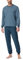 Schiesser Herren Schlafanzug Lang mit Bündchen-Nightwear Set Pyjamaset, blaugrau_181156, 52