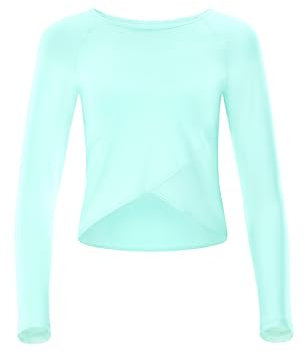 Winshape Damen Functional Light and Soft Cropped Long Sleeve Top Aet131ls Mit Overlap-Applikation Yoga-Shirt, Delicate-Mint, L EU