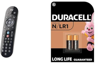 Original SKY Q Voice Remote Control - Compatible with Sky Q 1TB or 2TB box plus the Sky Q Mini box & Duracell Specialty N Alkaline Battery 1,5V, pack of 2 (E90 / LR1) designed for use in flashlights