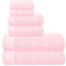 MALLONI HOME Ultra-weiches 6er-Pack Baumwoll-Handtuch-Set, enthält 2 übergroße Badetücher 70 x 140 cm, 2 Handtücher 40 x 60 cm und 2 Waschbetten 30 x 30 cm, Rosa