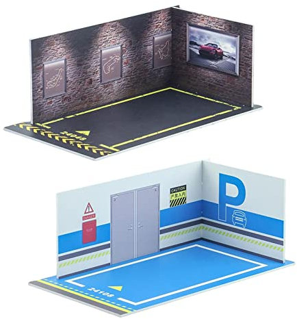 Harilla di 2 Modelli Auto in Scala 1:24 per Costruire Un Diorama da Garage, Pavimento Giallo