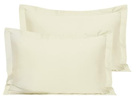 Pizuna Coton Set de 2 Taies d'oreiller 50x75 cm Ivoire Neuf 210 Fils | 100% Coton Longue durée en Percale Taies d'oreiller en Coton 50x75 avec Rabat de 20cm