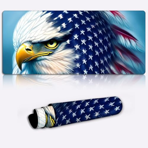 CHTXD Tastaturunterlage für Computer, USA-Flagge, Adlervogel, XXL-PC-Schreibtischunterlage (89,9 x 39,9 x 0,3 cm), erweiterte Schreibtischunterlage für Büro, Spiel, PC, Laptop, Schreibtisch