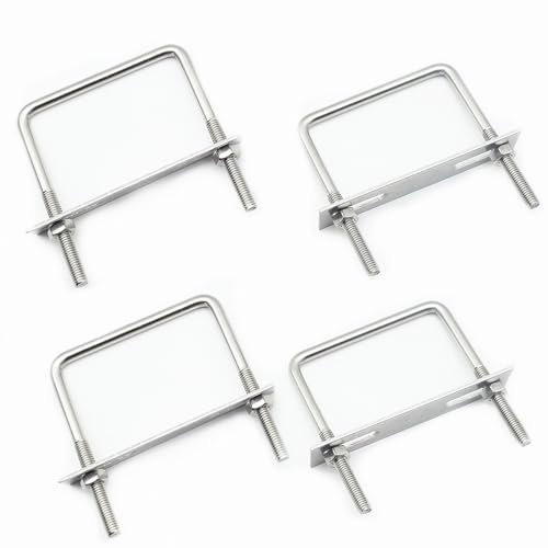 QYIMLI Morsetto a U quadrato in acciaio inossidabile, morsetti per tubi quadrati con dado e piastra per rimorchio per barche (M6 x 65 x 80)