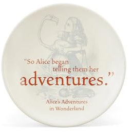 Half Moon Bay Schmucktablett aus Steingut, rund, Motiv Alice im Wunderland, 8,5 cm, Rot/Weiß