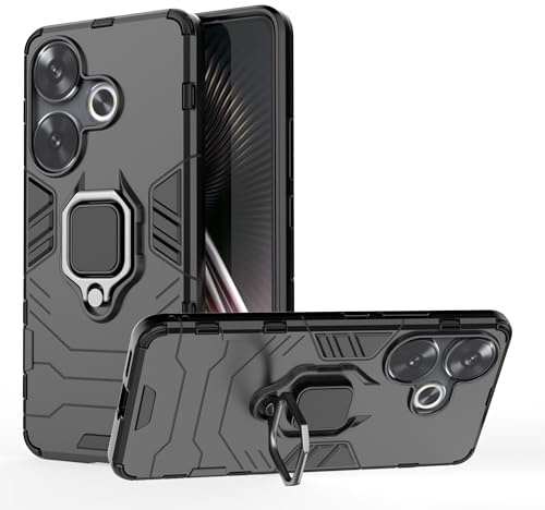 ESTH® Funda para Xiaomi Poco F6 5G/Redmi Turbo 3 con Giratorio Soporte de 360° [5X Grado Militar Anti-caída Protección] Carcasa Parachoque PC + TPU, Negro