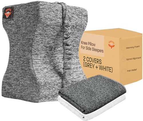 Kniekissen für Seitenschläfer - Memory Foam zur Wirbelsäulenausrichtung & Schmerzlinderung - Komfort-Schlaf Beinkissen für Ischias, Rücken, Hüftbeschwerden - mit Kniekissen-Ersatzbezug (extra fest)