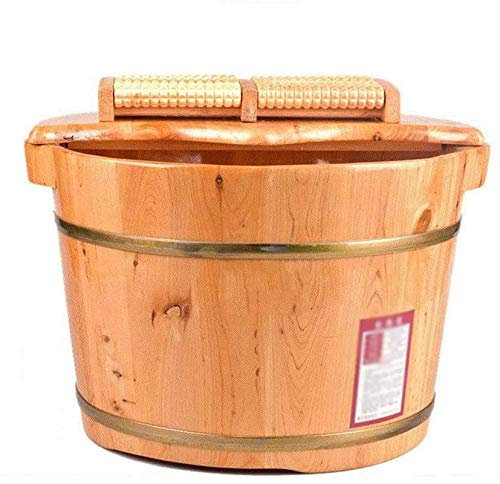 WADRBSW Holz Fußbad Eimer Haushalt Geschenk Holz Fuß Badewanne Massivholz Fuß Badewanne Eimer Fuß Whirlpool Massage Zeder Pediküre Fässer Haushalt Fuß Bad Barrel Vision to Pursue Happiness