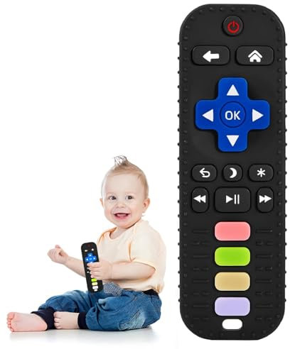 Teething Toys for 3-18 Months, TV Remote Control Shaped, Silicone Baby Teether - BPA Free Gum Pain Relief
