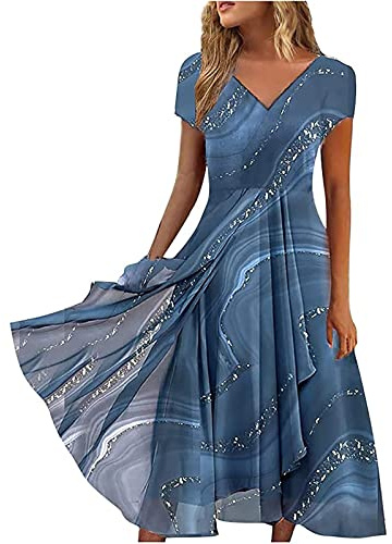 Keepink Wedding Guest Dress for Women UK Short Sleeve Wrap Chiffon Empire Waist A-Line Bridesmaid Occasion Evening Plus Size Summer Dresses 8-22 UK Sale