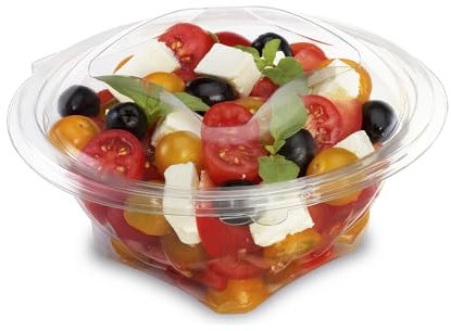 G.M. DISTRIBUZIONE 50 Vaschette Insalata da 500 ml con Coperchio, Vaschetta Contenitore PET Riciclabile per Asporto Ristorazione Cibo Alimenti