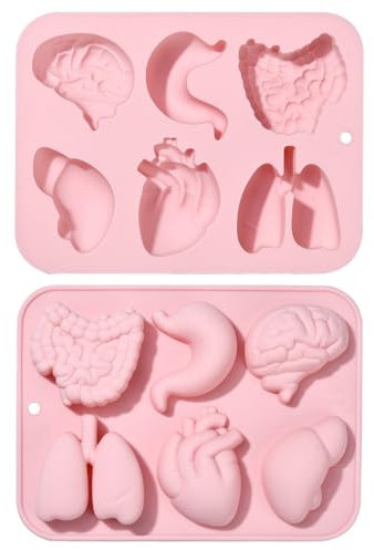 UR URLIFEHALL 2 Pcs Silicone Organ Moulds Human Brain Heart Shaped Fondant Moulds for Candy Chocolate Jelly Cookie Reusable Baking Food