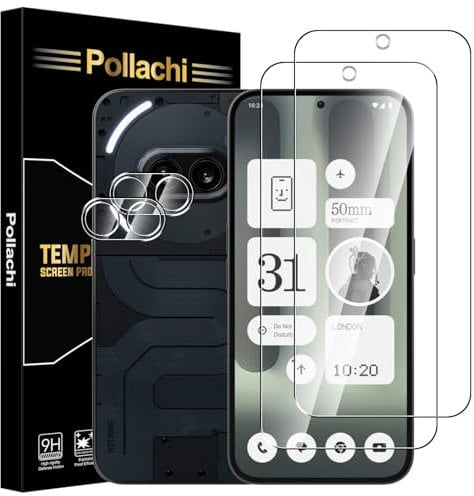 Pollachi Protector Schermo Vetro Temperato 4 Pezzi per Nothing Phone (2a)/(2a Plus), Durezza 9H, Senza Bolle, Facile Installazione, Alta Sensibilità