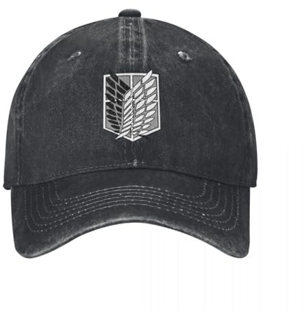 ROBEIUO Cowboy-Baseballkappe Basecap Attack On Titan Logo Unisex-Baseballkappe Shingeki Manga No Kyojin Eren Mikasa Distressed Washed Hats Cap Vintage Golf-Kopfbedeckung