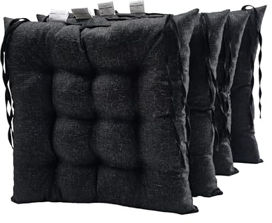 Wasserabweisend Stuhlkissen 4 Stk. 40x40 cm - Sitzkissen Outdoor mit Bindebändern - Sitzkissen Widerstandsfähig gegen Feuchtigkeit – Ideal für Innen- und Außenbereiche - Leicht zu Reinigen