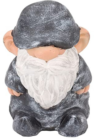 Rude Garden Gnomes 17 X 16 X 13 Garden Gnome Resin Structure Stable Base Dwarf Figure in Retro for Patio Porch Decorations Pointed Head White (Flat Head Gray Black)