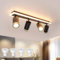 URing Deckenstrahler LED Schwarz Deckenstrahler 4 Flammig Schwenkbar 350° Deckenleuchte mit unteres Glühen 14W+ 4x5W GU10 Spots, 3000K Deckenspots Küchenlampe Deckenlampe strahler für Wohnzimmer