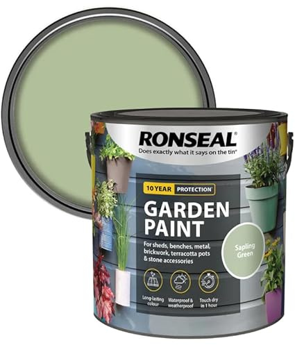 AOC24 Garden Fence Paint 2.5L – Multi-Surface Exterior Paint for Wood, Brick, Metal, Stone & Terracotta – Waterproof, Resists Fading, Matt Finish for Sheds, Fences, (Saplin Green, 2.5L)