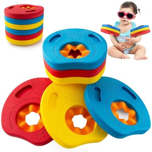 Manguitos Evolutivos Discos para Bebés Y Niños - Manguitos De Natación Seguros Y Ajustables, Ideales para Aprender A Nadar - Hechos De Goma Eva para Mayor Flotabilidad
