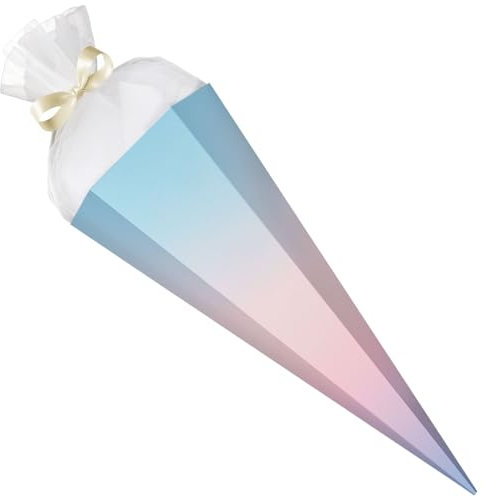 GRAVURZEILE - Bedruckte Schultüte - Verlauf Pastell - Rohling mit versch. Motiven zum basteln - Geschenk zur Einschulung - Sechseckige Zuckertüte für Jungen & Mädchen - 61 cm mit Tüll-Verschluss