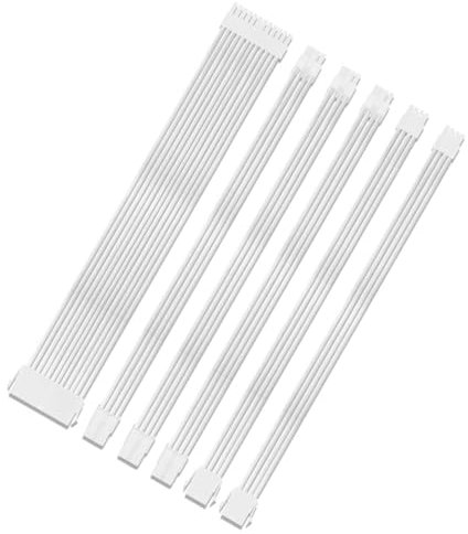 Fazvncv Cable de extensión de fuente de alimentación para PC de 30 cm con 1 x 24 pines/2 x 8 pines (4+4) CPU/3 x 8 pines (6P + 2P), cables con funda PCIE para fuente de alimentación de PC