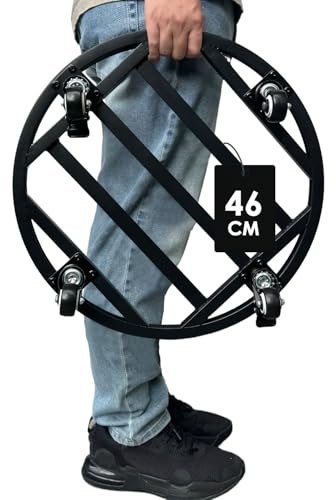Hongsane 46 cm Metall Pflanzenroller, Rollbrett Pflanzen Tragkraft 200kg, Blumenroller Rund mit 360°Drehbare Rädern,Gefäßroller Schwarz für Große Pflanzgefäße im Innen und Außenbereich,1 Stück