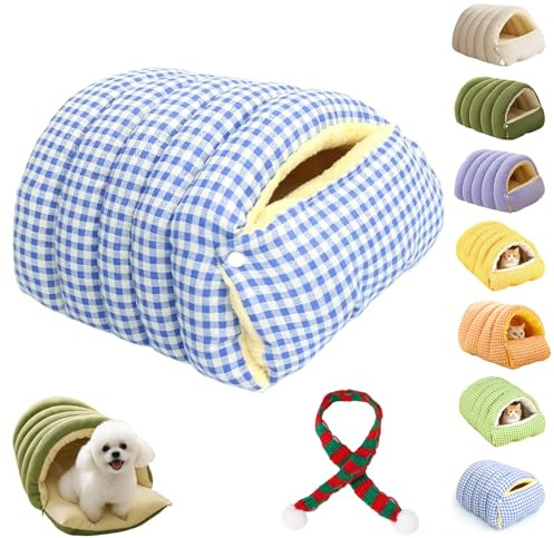 Gienslru Abnehmbares und Waschbares, Geschlossenes Winter-Katzenbett, Warmth Cozy Comfort Plush Pet Cave, Non-Slip Bottom, Foldable Storage, Suitable for Cats and Small Dogs (G)