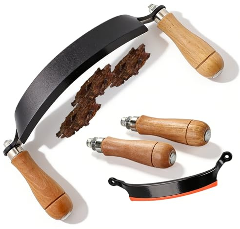 GOMETY Coltello da trazione, 250 mm, per legno forgiato, coltello da trazione, coltello curvo con manici ergonomici in legno, strumento per la lavorazione del legno e intagliatore (10 pollici)