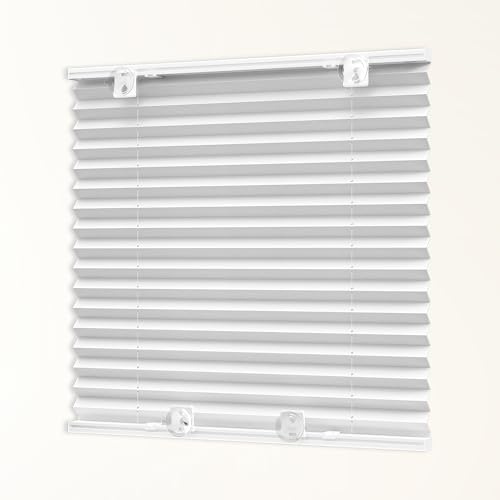 HOMEDEMO Plissee ohne Bohren mit Saugnäpfen, Blickdicht & UV-Schutz, Plisseerollo für Fenster, Dachfenster, Holzfenster, Balkontüren, Wohnmobilfenster, B100xH120cm, Weiß-Klassik