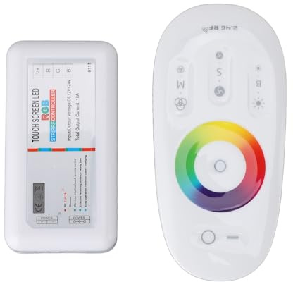RIZGHWOY Kabelloser LED-RGB-Dimmer-Controller mit Touch-Panel-Ring, 3 Kanäle für 12 V 24 V RGB-LED-Streifen, Berührbare RF-Dimmer-Fernbedienung für Nachttische