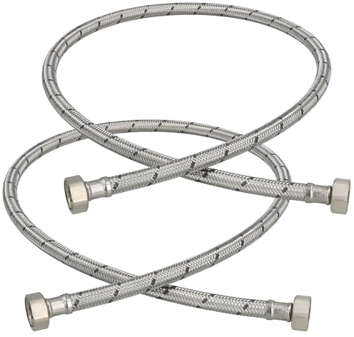 KOTARBAU® Flexschlauch 1/2“ x 1/2“, Wasserschlauch, Panzerschlauch 100 cm | 2er Set, Anschlussschlauch für Armatur, Schlauch Für Wasserhahn, Edelstahlummantelt, Silber