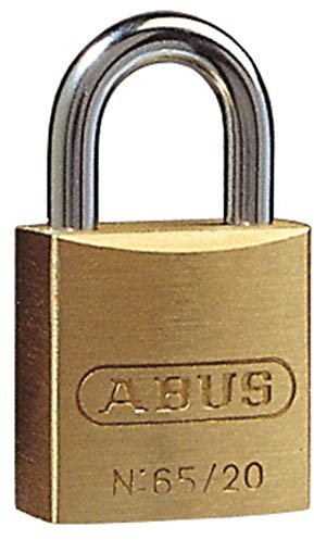 ABUS Candado de latón 65/20 - Candado de maleta - Cuerpo del candado de latón macizo - Grillete de acero endurecido - Nivel de seguridad 3