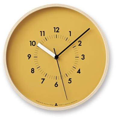 Lemnos Wanduhr Awa Clock-Soso/Designer Wanduhr ohne Tickgeräusche aus Japan/Wanduhr modern mit schleichender Sekunde/Küchenuhr, Uhr Wohnzimmer/Clock – Farbe orange