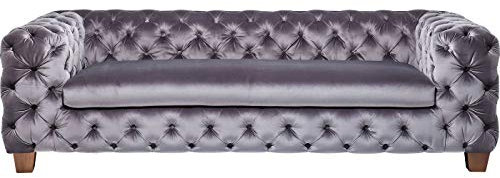 Kare Design Sofa Desire Silbergrau, 3-Sitzer, Breites Loungesofa aus weichem Samtstoff, Edle Couch mit Vintage Effekt, (H/B/T) 68x245x100cm